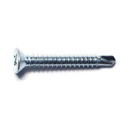 Self-Drilling Screw, #8 X 1-1/4 In, Zinc Plated Steel Flat Head Phillips Drive, 45 PK